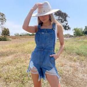 NWT Lee Jeans Woman’s Shorts Bib Overall - Blue workwear XL